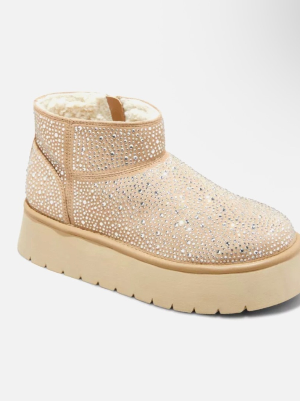 Wild Fable Women's Beige Bling Missy Platform Booties Memory Foam Insole -Size 9